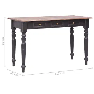 Berkfield Desk with 3 Drawers 117x57x75 cm Solid Mahogany Wood