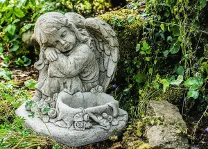 Detailed Guardian Angel Girl Memorial Stone