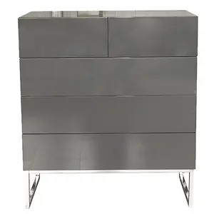 Strada High Gloss Chest Of 5 Drawers in Grey