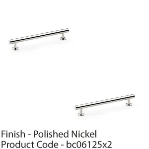 2 PACK - Round T Bar Pull Handle - Polished Nickel 160mm Centres SOLID BRASS Drawer Door