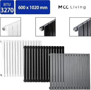 Designer Flat Panel Single Radiator 600x1020 Black by MCC