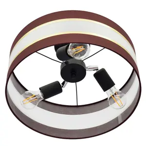 Luminosa Helen Cylindrical Ceiling Light Brown, Gold, Black 40cm