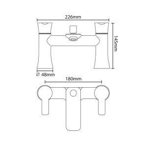 Nes Home Modern Design Deck Mounted Perth Bridge Bath Filler Tap Chrome