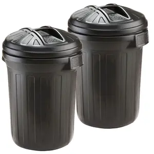 1 x Black Large 80 Litre Capacity Dustbin Heavy Duty Outdoor Shatterproof Refuse/Rubbish Bin With Lid