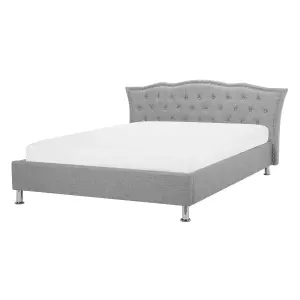 Fabric EU Double Size Bed Grey METZ