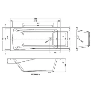 Dezine Florence 1500 x 700mm Straight Bath