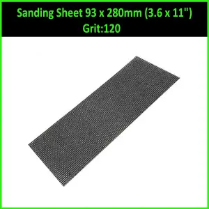 Sanding Sheet Abrasive Mesh Plaster Finish Hand Sander Screen Strips 93x280mm Grit: 120 - Pack of 10