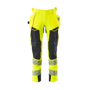 Mascot Accelerate Safe Trousers with Holster Pockets - Hi-Vis Yellow/Dark Navy   (33.5) (Leg Length - Long)