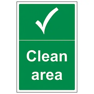 Clean Area Safe Condition General Sign - Rigid Plastic - 100x150mm (x3)