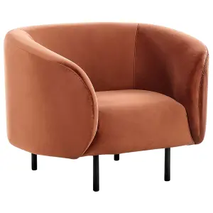 Beliani Traditional Armchair LOEN Velvet Orange