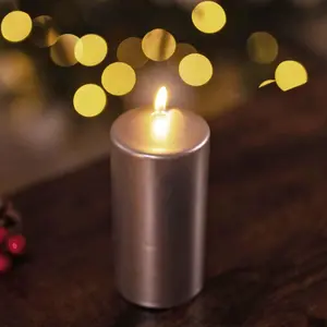 Unscented Pillar Candle 15cm - Silver