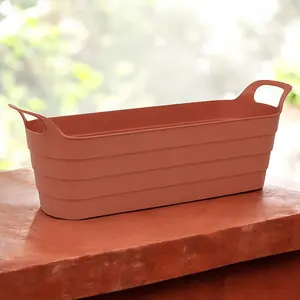 URBNLIVING 44cm Width 2 Pcs Herb Pots with Handles Plastic Flexi Planter Terracotta Flower Box Recycled Troughs