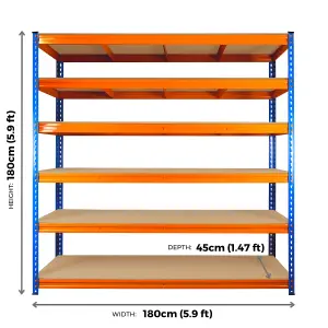 6 Bays of 6 Tier ULTRA HEAVY DUTY Storage Racking 1800h x 1800w x 450d mm 350kg