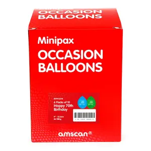 Amscan Minipax Balloons - Happy 70th Birthday Box (60 pack) Multicoloured (One Size)