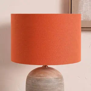 50cm Terracotta Linen Drum Table Lampshade Self Lined Cylinder Floor Lamp Shade