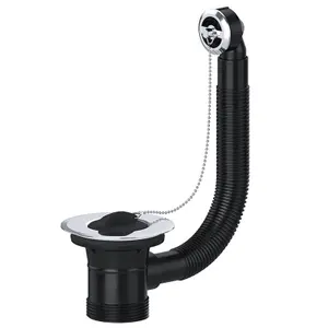 SPARES2GO Sink Waste Combination Overflow Plug with Chain 40mm 1.5" (Round)