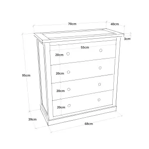 Bomporto 4 Drawer Chest of Drawers Wood Knob