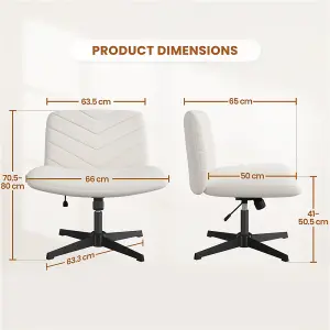 Yaheetech Beige Fabric Swivel Desk Chair with No Arms