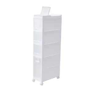 105cm H Plastic 4-Tier Slim Cabinet Storage Drawer Organizer Cart