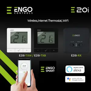 ENGO E20i-W Wireless Programmable Smart Thermostat Wifi App Alexa Control - White