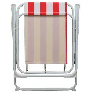 Harbour Housewares - Folding Metal Beach Chairs - Red/Green Stripe - Pack of 2