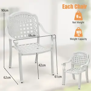 Costway Set of 2 Cast Aluminum Outdoor Patio Chairs Stackable Dining Chairs w/Armrests