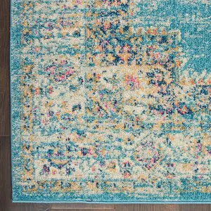 Light Blue Floral Luxurious Traditional Persian Dining Room Rug-160cm X 221cm