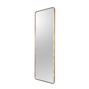 Kallas Metal Flat Wall Mirror Satin Brass/bevel edge