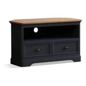 Ashton Oak and Blue Painted Corner TV Cabinet