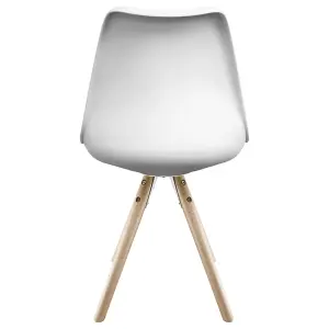 Soho White & Red Plastic Dining Chair with Pyramid Light Wood Legs