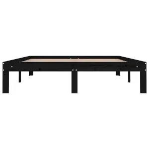 Berkfield Bed Frame Black Solid Wood 135x190 cm Double