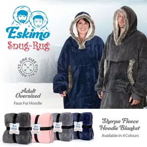 Snug Rug Eskimo - Navy Blue Wearable Blanket Oversized Hoodie Blankets for Adults Hooded