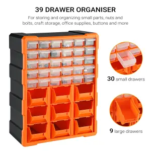 39 Drawers Plastic Storage Cabinet Organizer Black & Orange