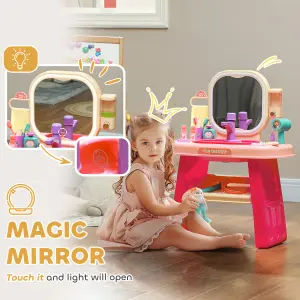 AIYAPLAY Kids Dressing Table with Mirror, LED Light, Music, 23 Accessories