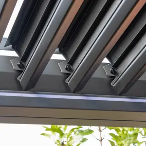 PergoSTET 3m x 4m Pergola with 3 Drop Sides and LED Lighting in Grey