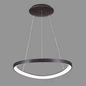 Luminosa Modern LED Hanging Pendant Coffee Brushed, Warm White 3000K 2640lm Dimmable