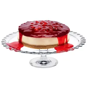 URBNLIVING 12cm Height Maxi Patisserie Stylish Round Clear Glass Footed Serving Dish Plate