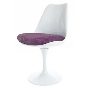 Tulip Set - Marble Large Circular Table and Four Chairs with Luxurious Cushion Purple