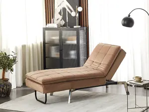 Velvet Chaise Lounge Light Brown LOIRET