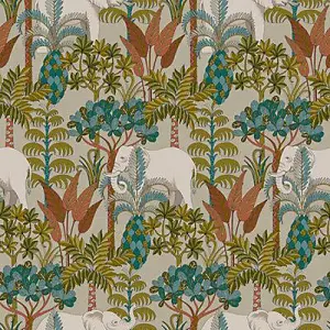 Grandeco Multicolour Elephant Forest Embossed Wallpaper