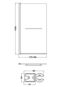 Bath Suite - 1700x750mm Round Bath, Front Panel and Screen with Rail - Chrome