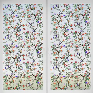 Walplus Watercolour Little Birds Among The Flowers Window Privacy Film Windows Clings