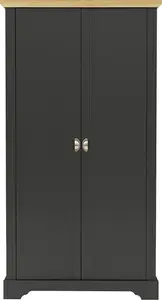 Toledo 2 Door Wardrobe in Grey and Oak Effect Veneer