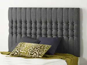 Somnior Galaxy Tweed Charcoal 4FT6 Memory Foam Divan Bed With Mattress & Headboard - Double