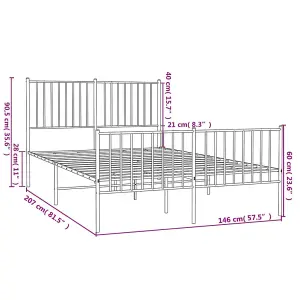 Berkfield Metal Bed Frame with Headboard and Footboard White 140x200 cm