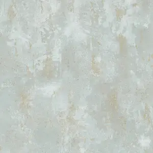 Grandeco Pikly Distressed Shimmer Rustic Artisan Plaster effect Wallpaper, Teal Grey Gold