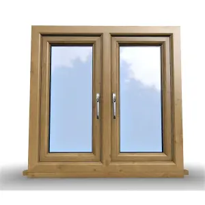 1195mm (W) x 1195mm (H) Wooden Stormproof Window - 2 Opening Windows (Left & Right) - Toughened Safety Glass