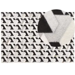 Cowhide Area Rug 160 x 230 cm Black and Grey NARMAN