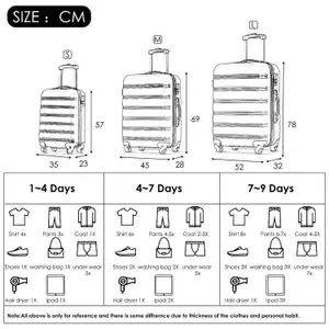 ABS Hard Shell Travel Trolley Suitcase 4 Wheel Luggage Set Hand Luggage 24 Inch Skyblue