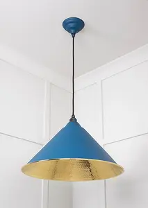 Hammered Brass Hockley Pendant in Upstream